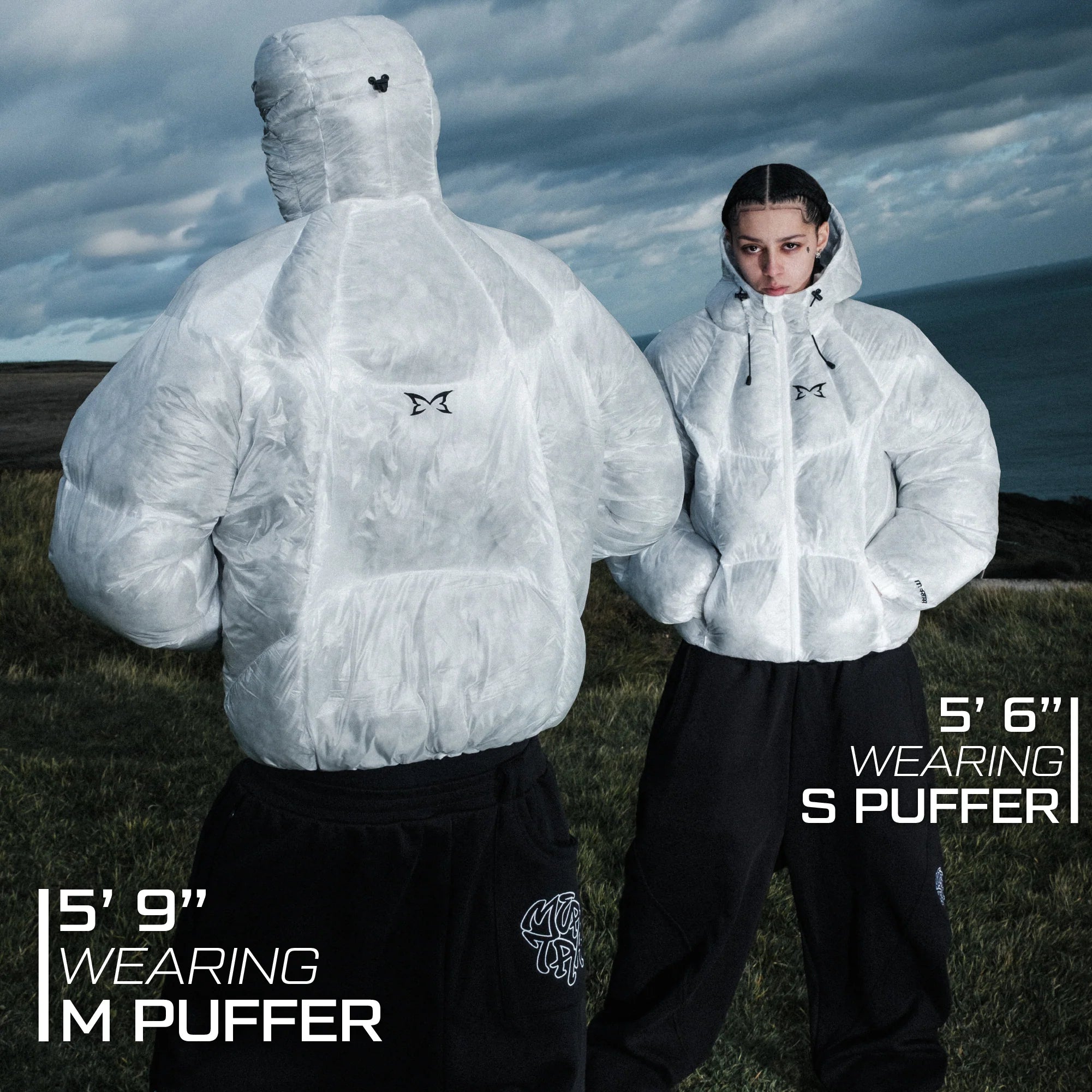 Mertra Translucent Puffer (Cloud) model wearing